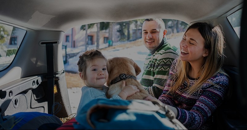 family in car