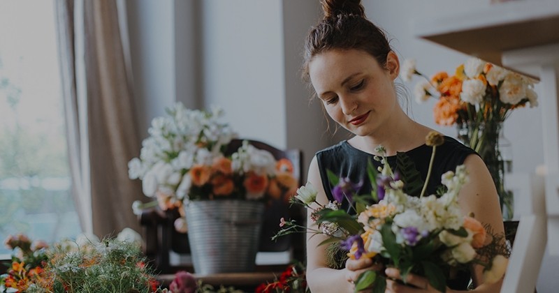 Woman in flower store