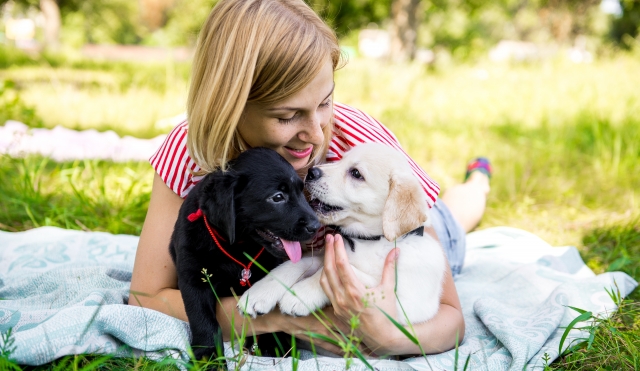 Woman and pets