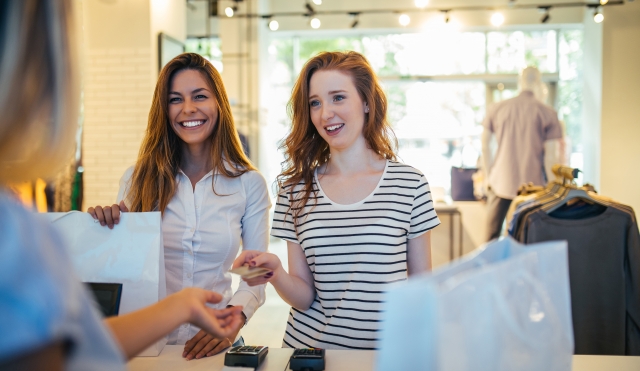 Two girls shopping