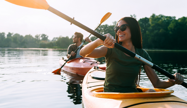 Couple kayaking