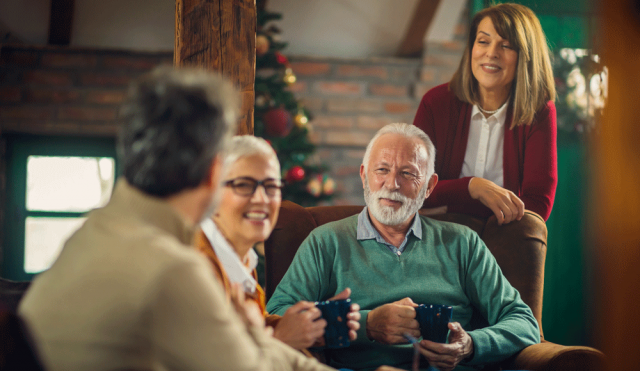 Seniors with coffee