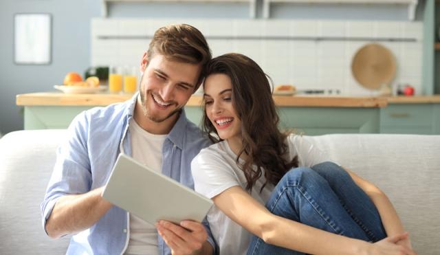 Couple looking at ipad