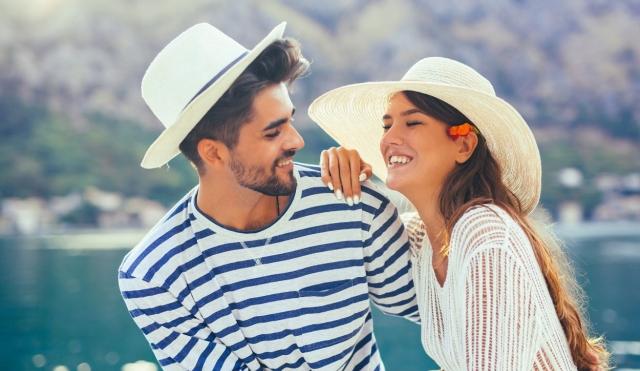 Young couple on vacation in Portofino.