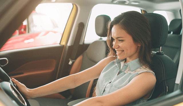Woman driving a car