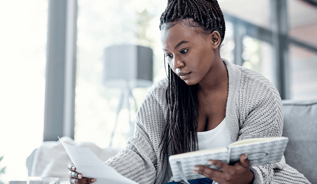 Woman reviewing paperwork
