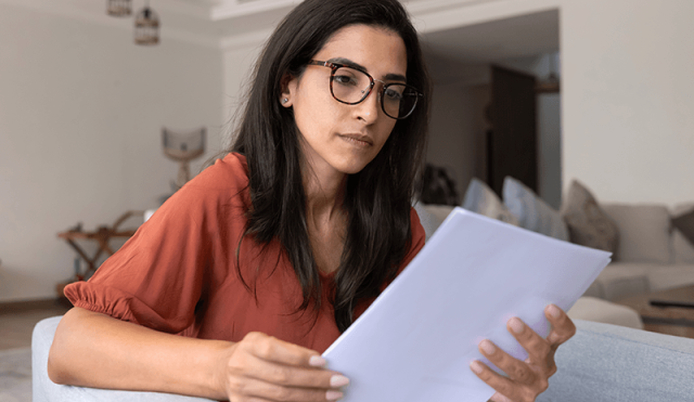 Woman looking at papers