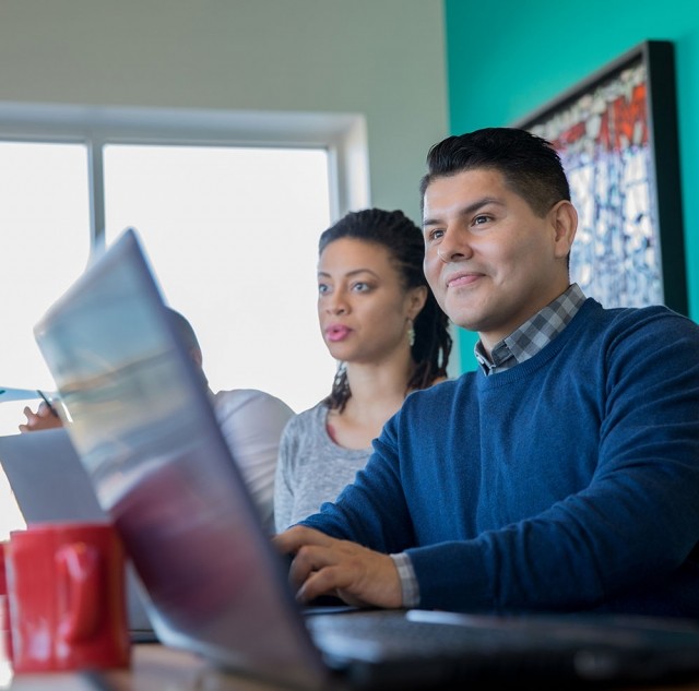 woman and man at computer