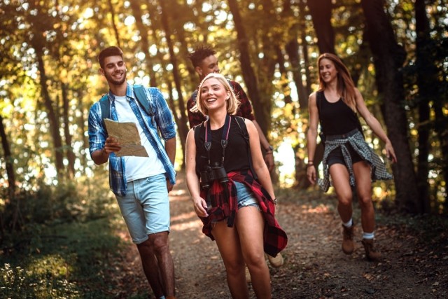 group hiking