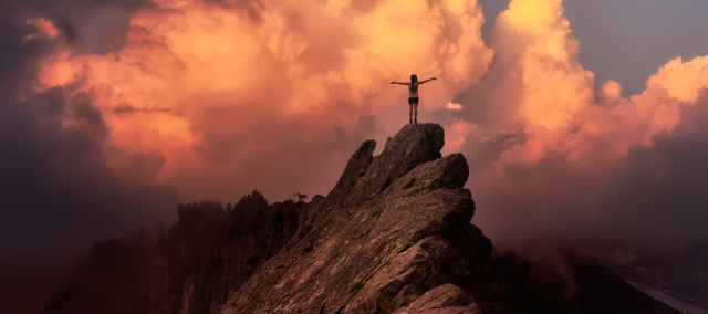 Person on summit of mountain.