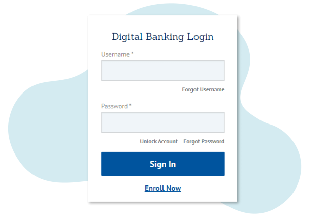 screenshot of digital banking login box