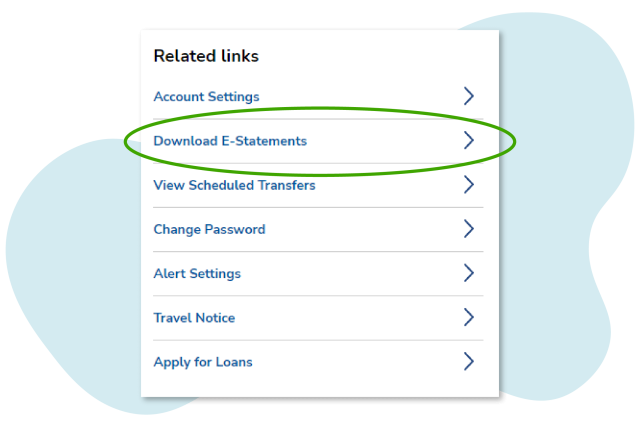 screenshot of download e-statements selection in online banking