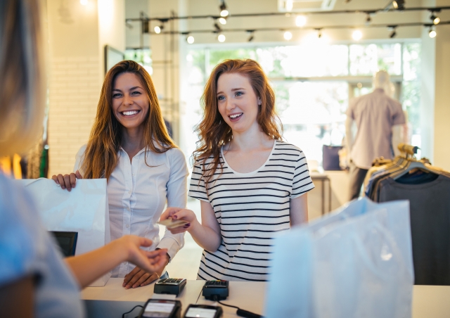 Two girls shopping