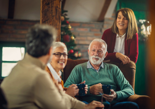 Seniors with coffee