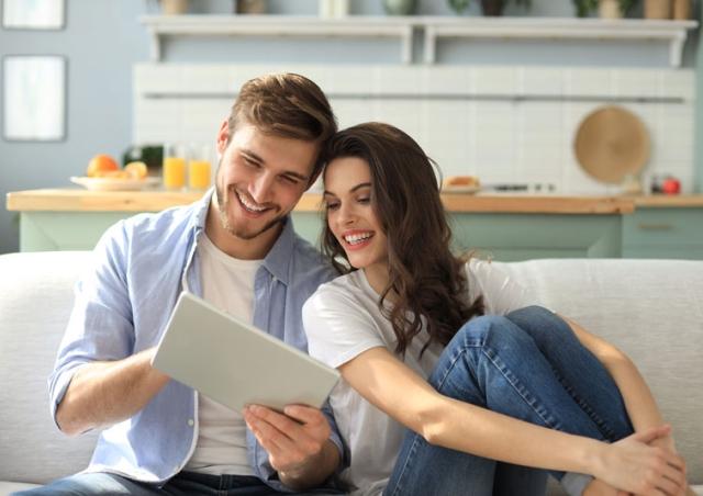 Couple looking at ipad