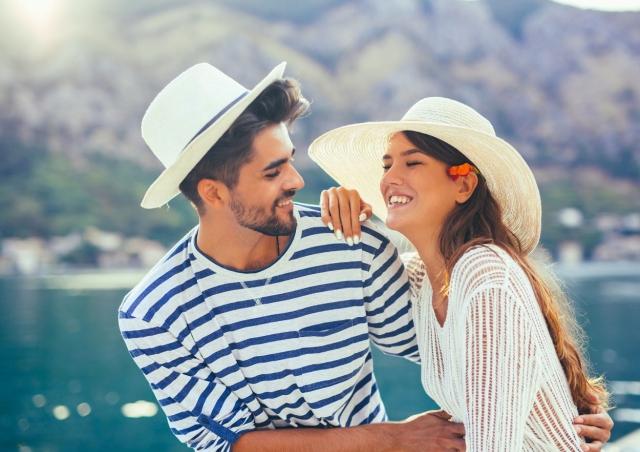 Young couple on vacation in Portofino.