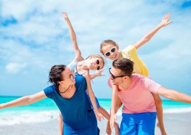 Family on a beach vacation