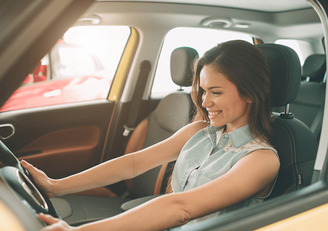 Woman driving a car