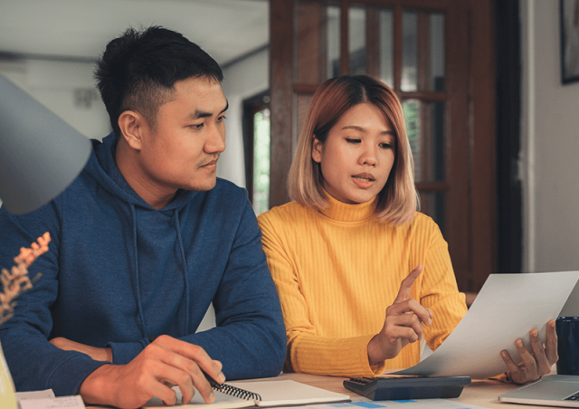 Couple reviewing finances